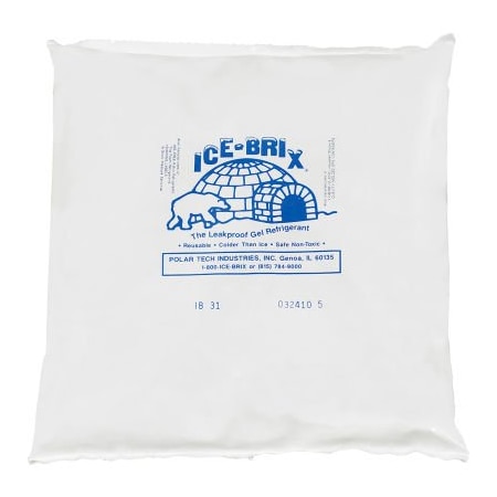 The Packaging Wholesalers Ice-Brix Cold Packs, 32 Oz., 8"L x 8"W x 1-1/2"H, White/Blue, 18/Pack IB31BPD